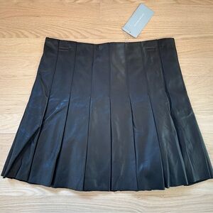 Antonio Melani “Maddie” Pleated Black Leather Mini Skirt, Size 8, NWT